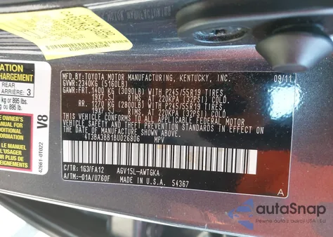 2011 Toyota Venza from USA, damaged, VIN 4T3BA3BB1BU026806